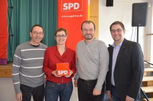 Landtagskandidatin Andrea Schröder-Ritzrau mit Klaus-Peter Steininger, Markus Wodopia und Alexander Lucas