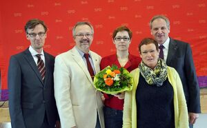 Lasr Castellucci MdB, Thomas Funk MdL, Andrea Schröder-Ritzrau, Susanne Wenz und Innenminister Reinhold Gall
