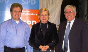 OV-Vorsitzender Dr. Matthias Horn, MdB Hilde Mattheis, stellv. Kreisvorsitzender SPD Rhein-Neckar Peter Wirkner