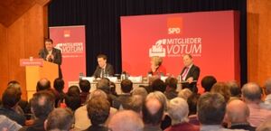 Sigmar Gabriel sprach auf einer Regionalkonferenz in Bruchsal zum Koalitionsvertrag (Foto: Alexander Lucas)